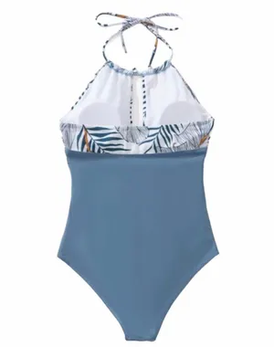 SheIn Tropical print ruched halter 1-piece swimsuit. New. Size XL thumbnail 5
