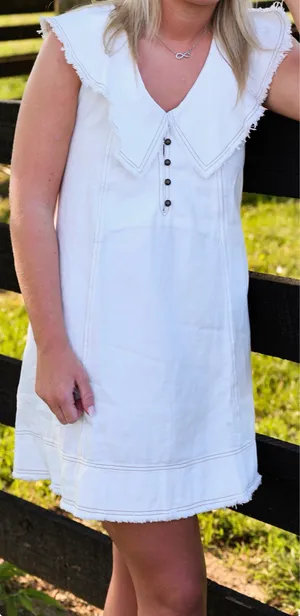 White Denim Dress thumbnail 4