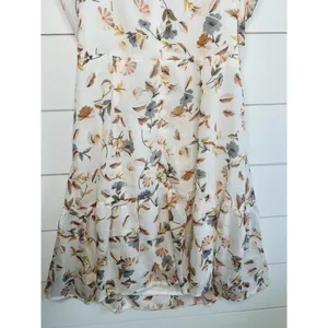 Princess Polly Ivory Floral Print Tie Shoulder Ruffled Hem Sleeveless Mini Dress Size 6 thumbnail 7