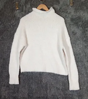 J. Crew Roll Neck Turleneck Sweater In Boucle Yarn White Long Sleeve Sz Small thumbnail 1