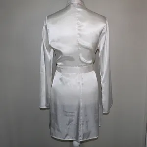 PINK - Victoria's Secret Vintage Y2k White Silky Embroidered Robe - Size Small thumbnail 5