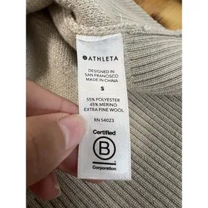 Athleta Jacquard Textured Crew Sweater‎ Small ABSTRACT CREAM #632069 $129 Preppy thumbnail 9
