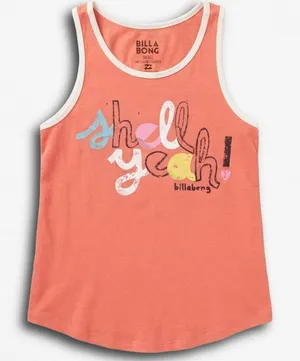 Billabong Womens Shell Yeah Graphic Tank Top‎ Coral Pink Orange Ringer Small thumbnail 1
