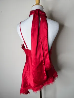 Zara Red Satin Neck Wrap Lace CamisoleTop NWT S thumbnail 7