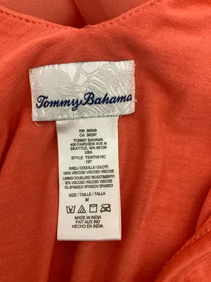 Tommy Bahama Lanai Breeze Double Layer Chiffon Tunic Dress M Coral Pink Tassel thumbnail 15