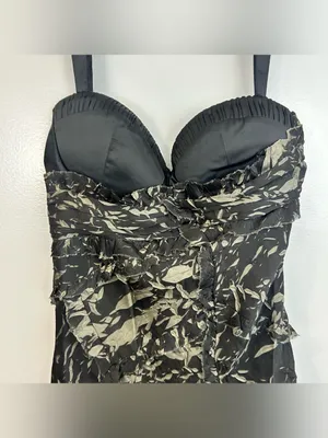 NWT Asos Satin Corset Textrued Asymmetric Grunge Floral Print Mini Dress Size 8 thumbnail 8