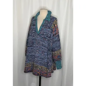 FREE PEOPLE‎ Seasons Of Sun Mini Collared Pullover Knit Sweater Dress Small thumbnail 6