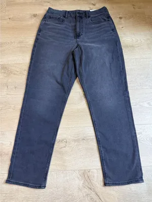 NWT Womens American Eagle curvy mom jean stretch black super high‎ rise 12 31W thumbnail 1