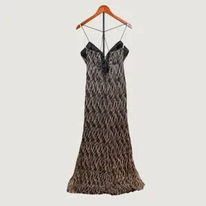 Dancing Queen USA Black Gold Glitter Wave Slit Formal Prom Gown Dress XL thumbnail 2