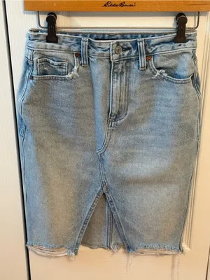 Abercrombie & Fitch Light Wash Denim Midi Skirt thumbnail 2