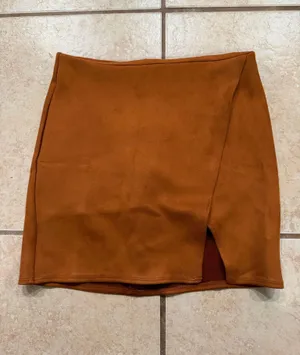 LANSTON SUEDED FRONT SLIT MINI SKIRT Orange thumbnail 1