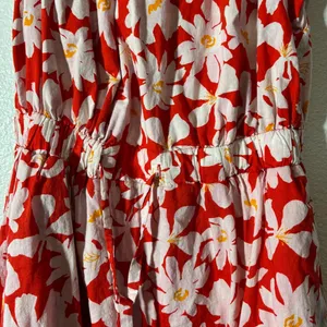 Free Assembly Women's Mini Dress Size XS Red Floral Fit & Flare Flutter Sleeves thumbnail 5