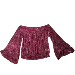 Free‎ People Ginger Berry Velvet Off The Shoulder Top thumbnail 2
