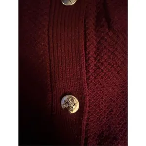 PRETTYGARDEN NEW Red Wine Short Sleeve Waffle knit Career Button down Sweater M thumbnail 4