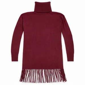 Michael Kors Merlot Cowl Neck Fringe Bottom Sweater thumbnail 2