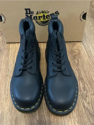 DR MARTENS black leather lace up ankle boots booties shoes women’s 8 new thumbnail 6
