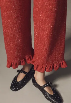 Anthropologie Maeve The Colette Crop Wide-Leg Pants: Tweed Edition, Size 27 thumbnail 4