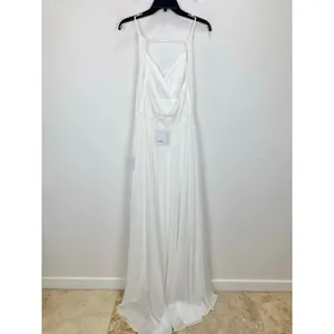Lulus Romantic Inspiration White Sleeveless Faux Wrap Maxi Dress Wedding M NWT thumbnail 9