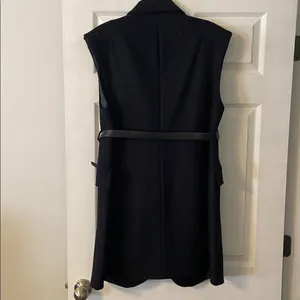 Zara Wool Dress Black Sleeveless size M length 39” bust 34” belt around waist thumbnail 5