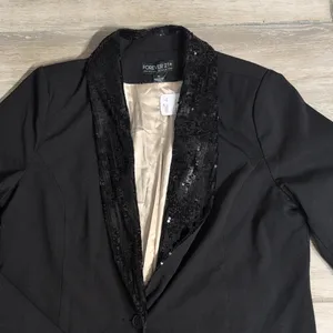 NWT Forever 21 Black Blazer | Sequin Lapel Black Blazer thumbnail 7