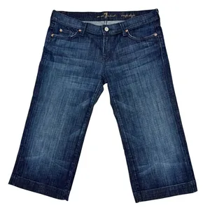 7‎ For All Mankind Low-Rise Crop Dojo Wide Leg Jeans 32" Dark Wash 7FAM Y2K USA thumbnail 1