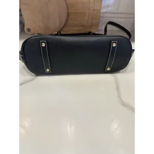 Dooney & Bourke Satchel Black Pebble Leather Zip Close W/ Strap Red Lining EUC thumbnail 2