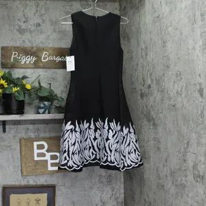 NWT DKNY Embroidered Mesh Sleeveless Fit Flare A-line Dress Black / Ivory 2 thumbnail 8