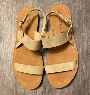 Beige Nude Ankle Strap Sandals Size 10 thumbnail 1