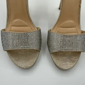 Badgley Mischka American Glamour Strappy Gold Rhinestone Embellished Heels Sz 10 thumbnail 2
