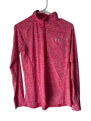 Under Armour Women's Size Medium Loose Pink‎ Half Zip Heat Gear Running Top thumbnail 1