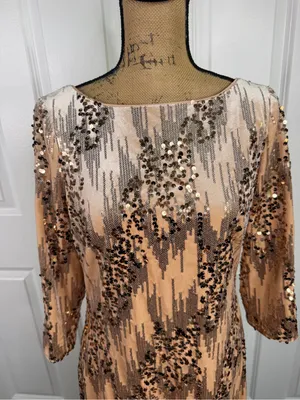 Eliza J Size 12 Rose Gold Sequin 3/4 Sleeve Cocktail Party Dress NWOT thumbnail 3