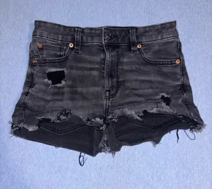 American Eagle Women’s Black Distressed Denim Shorts thumbnail 1