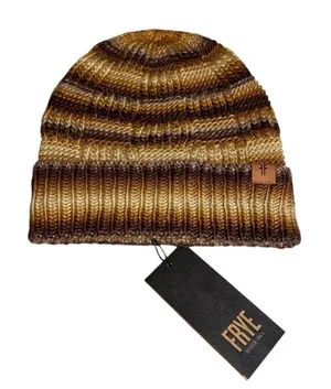 Frye Space Dye Knit Brown Cuff Winter Beanie NWT thumbnail 1