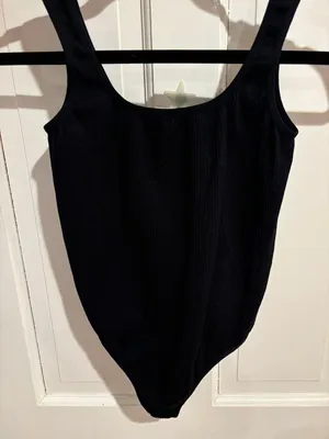 Black Ribbed Tank Bodysuit thumbnail 2