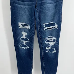American Eagle Outfitters‎ Curvy Hi Rise Jegging Jeans Dark Wash Ripped Size 6 thumbnail 2