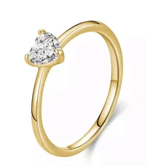 Sterling Silver SIZE 9 18kt Gold Plated 925 Dainty Heart Cubic Zirconia Sparkling Ring thumbnail 1