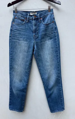 Madewell Perfect Vintage Crop Jeans High Rise Medium Wash Raw Hem Size 25 thumbnail 1