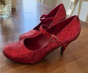 Ruby Red Heels Mary Jane Size 10 Glitter Dorothy Costume Shoes thumbnail 1