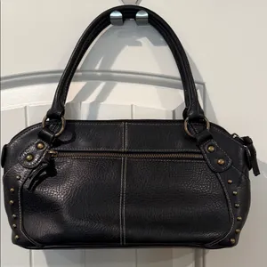 Black Shoulder Bag with gold metal accents studs faux leather Y2K 90’s thumbnail 2