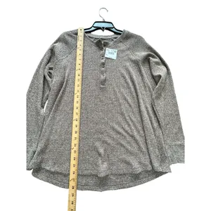 American Eagle‎ Top Knit Women's Large Henley Lounge Comfy Lounge Brown #B6-1 thumbnail 6