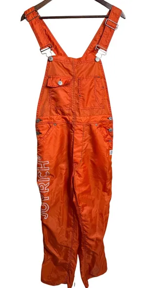 Joyrich Orange Nylon Utility Bib Overalls Jumpsuit Logo Streetwear Womans L thumbnail 1