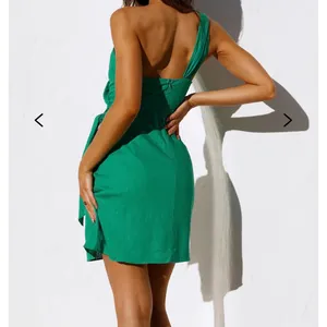 Hello‎ Molly Yummy Love Green One Shoulder Wrap Mini Dress Knot Detail Sz S US 4 thumbnail 2