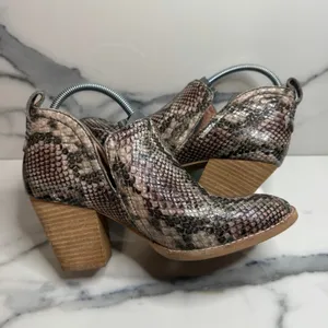 Jeffrey Campbell Wmns Snake Embossed Leather Rosalee Boots Sz 7 Western Pull-On thumbnail 5