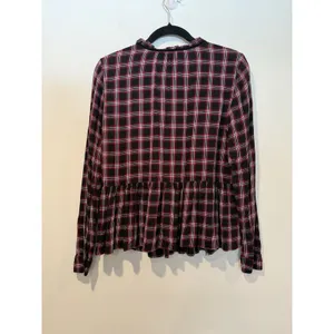 Loft Blouse Womens Small Plaid Ruffle Preppy Academia Twee Travel Collegiate thumbnail 2