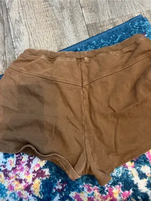 Zara washed Women's Brown Studded Drawstring Shorts thumbnail 7