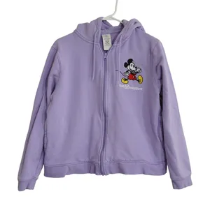 Disney Parks Walt Disney World Mickey Mouse Zip Up Hoodie Purple Women Large thumbnail 1
