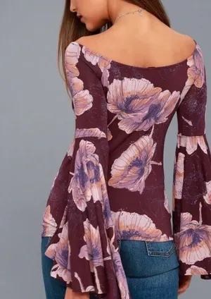 Free People Birds of Paradise Wine /purple Color Top size SP thumbnail 3
