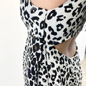 A.L.C. Frank Womens S 100% Silk Dress Leopard‎ Animal Print Cutout Back USA Made thumbnail 4