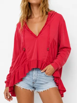 Anthropologie Daily Practice Pink Frill Sweatshirt thumbnail 1