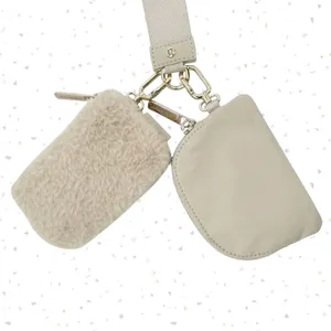 Lululemon Dual Pouch Wristlet Plush Fleece Natural Ivory Gold Cozy Fall Wallets thumbnail 3